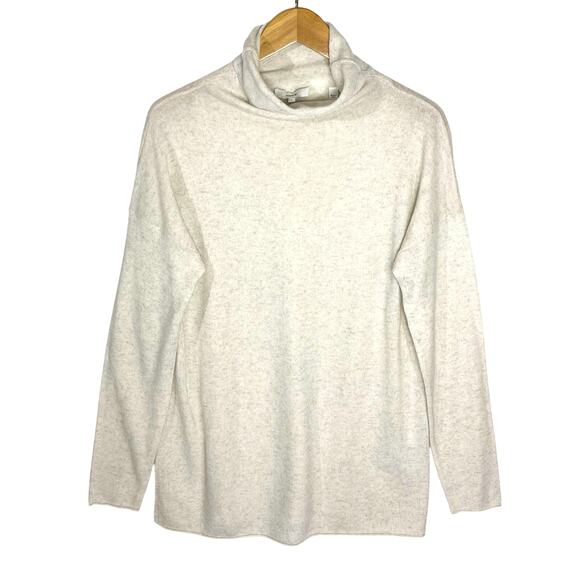 VINCE Women’s Cream Cashmere and Wool Mockneck Tunic Sweater large - Picture 1 of 3